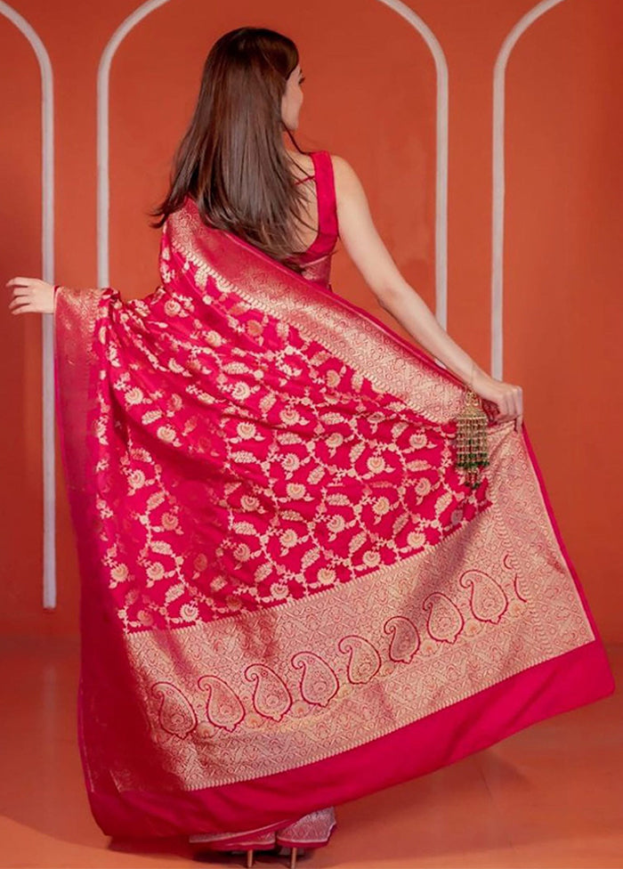 Pink Spun Silk Saree With Blouse Piece