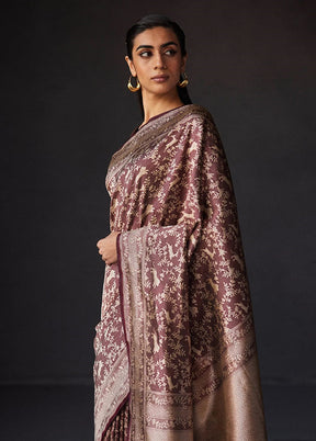 Maroon Spun Silk Saree With Blouse Piece