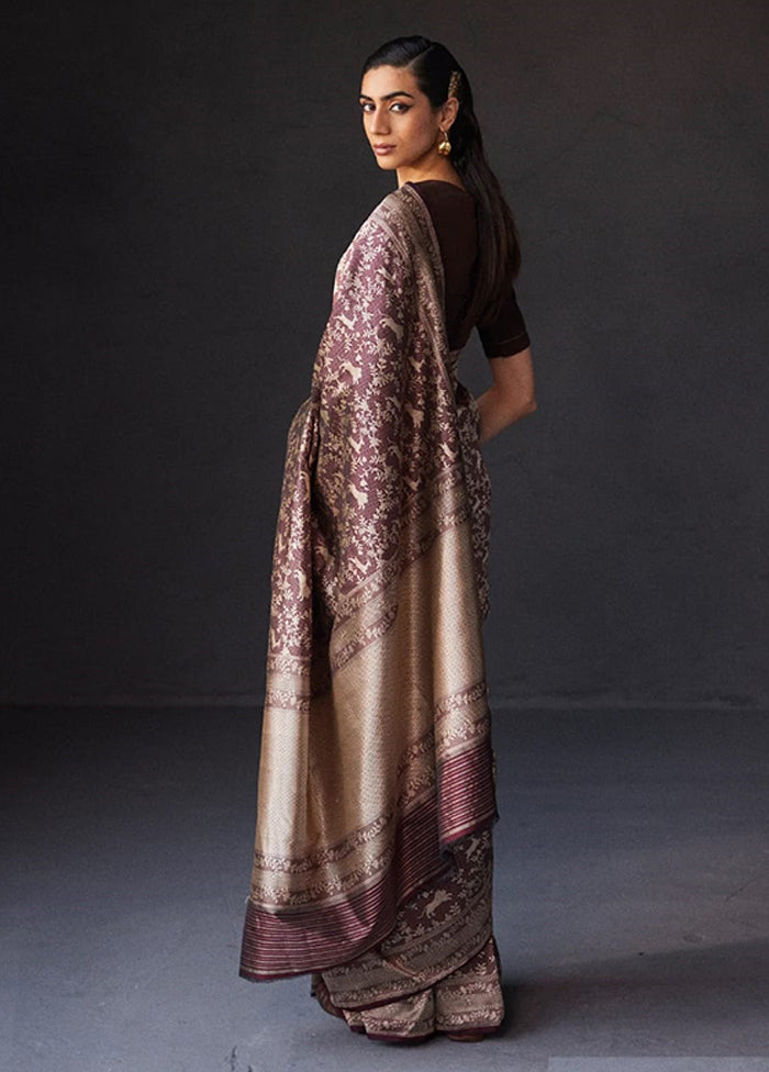 Maroon Spun Silk Saree With Blouse Piece