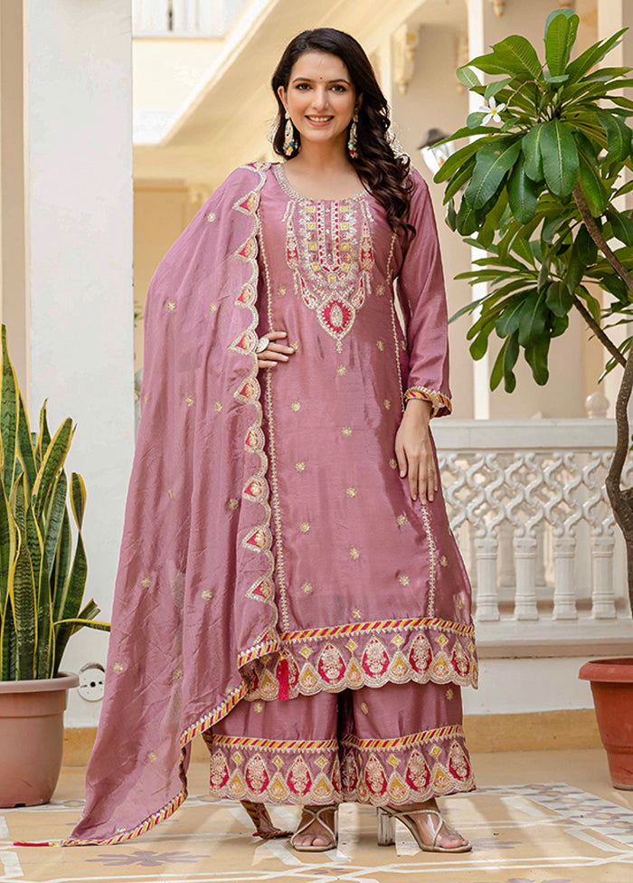 3 Pc Purple Silk Suit Set