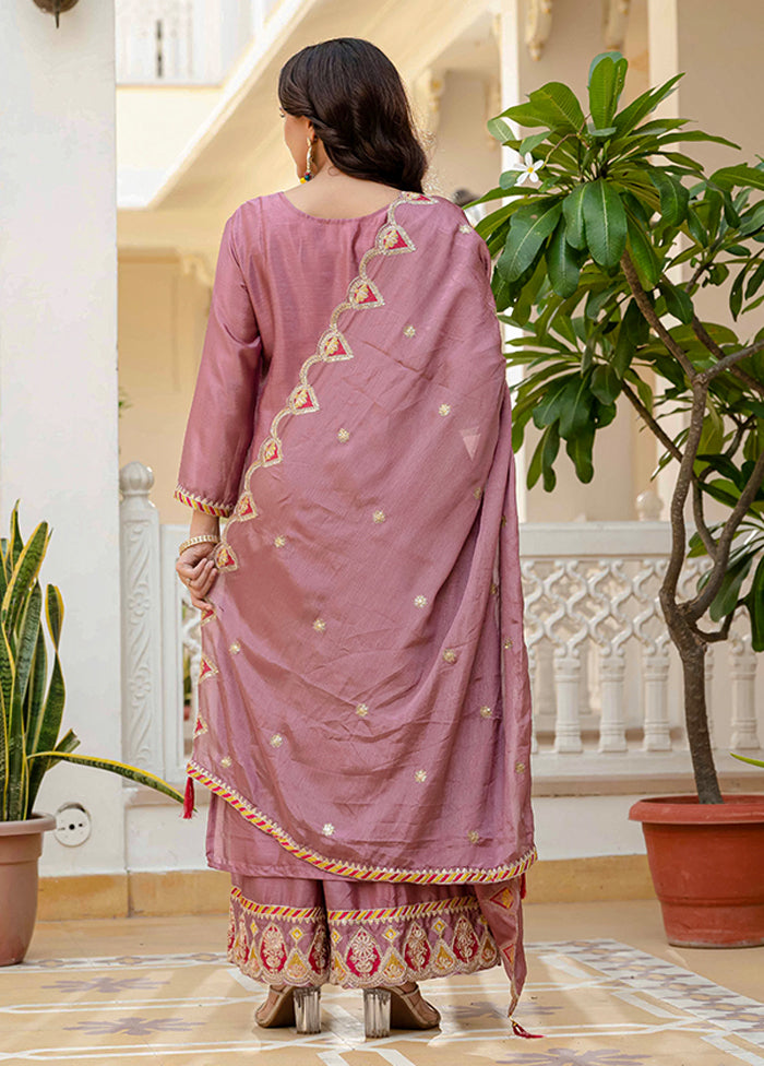 3 Pc Purple Silk Suit Set