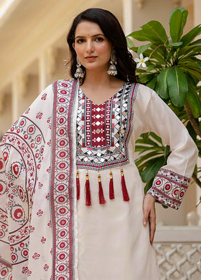 3 Pc White Silk Suit Set