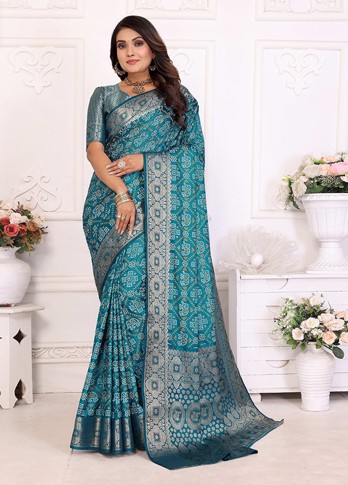 Blue Spun Silk Saree With Blouse Piece