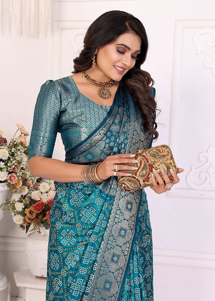 Blue Spun Silk Saree With Blouse Piece