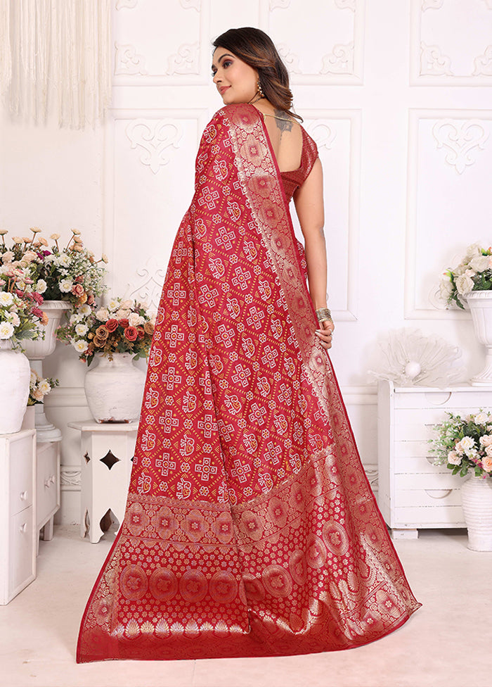 Red Spun Silk Saree With Blouse Piece