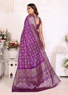 Purple Spun Silk Saree With Blouse Piece