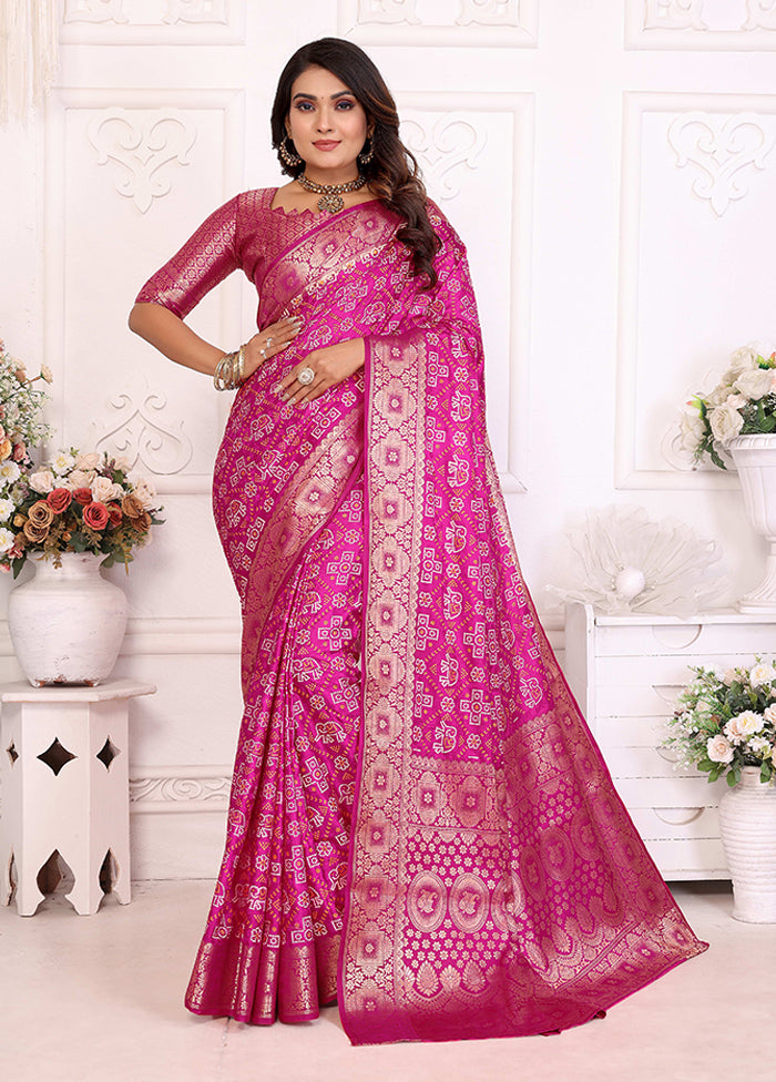 Pink Spun Silk Saree With Blouse Piece