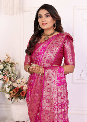 Pink Spun Silk Saree With Blouse Piece