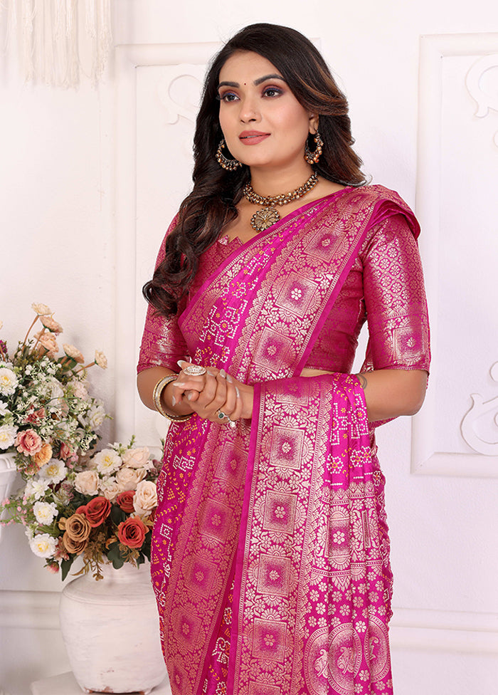 Pink Spun Silk Saree With Blouse Piece