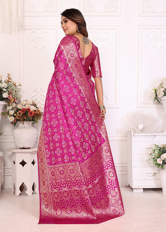 Pink Spun Silk Saree With Blouse Piece