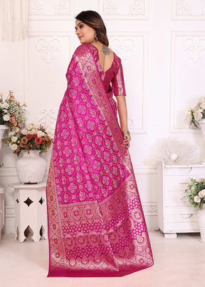 Pink Spun Silk Saree With Blouse Piece
