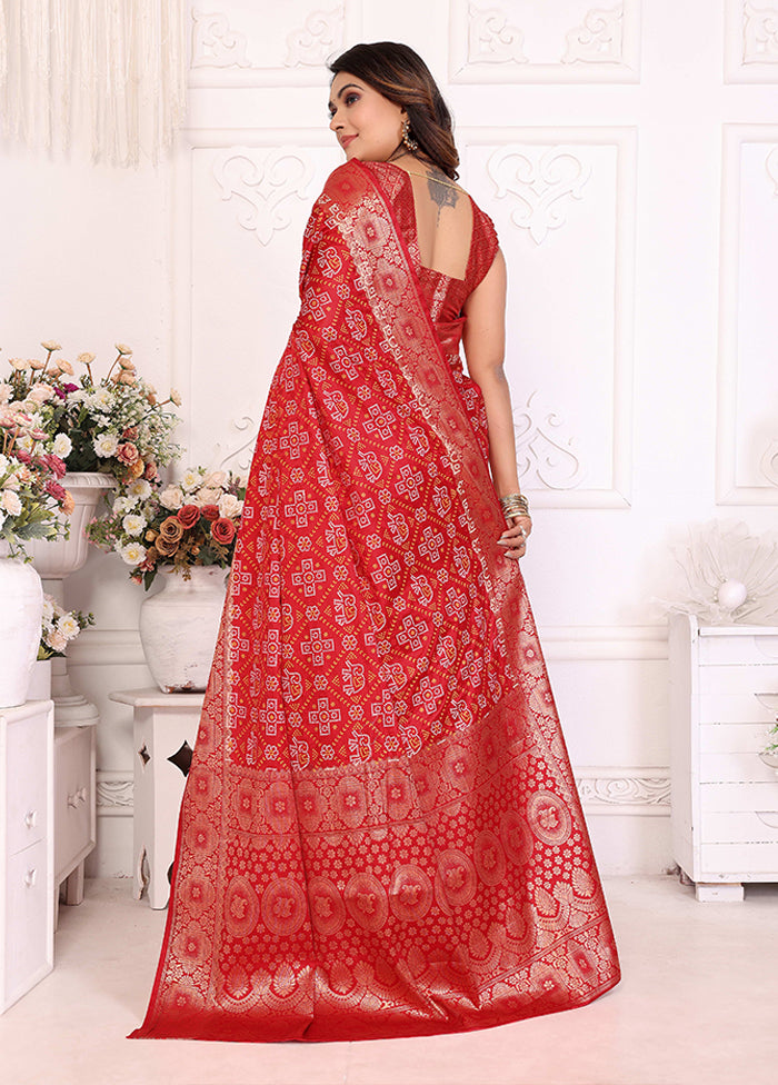 Red Spun Silk Saree With Blouse Piece