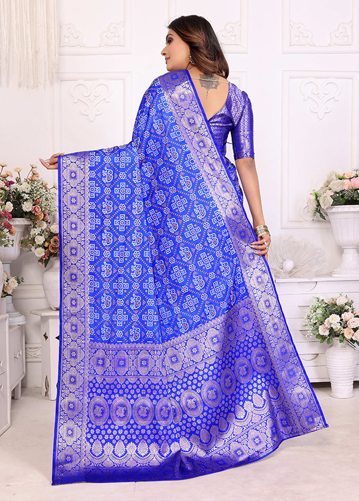 Blue Spun Silk Saree With Blouse Piece