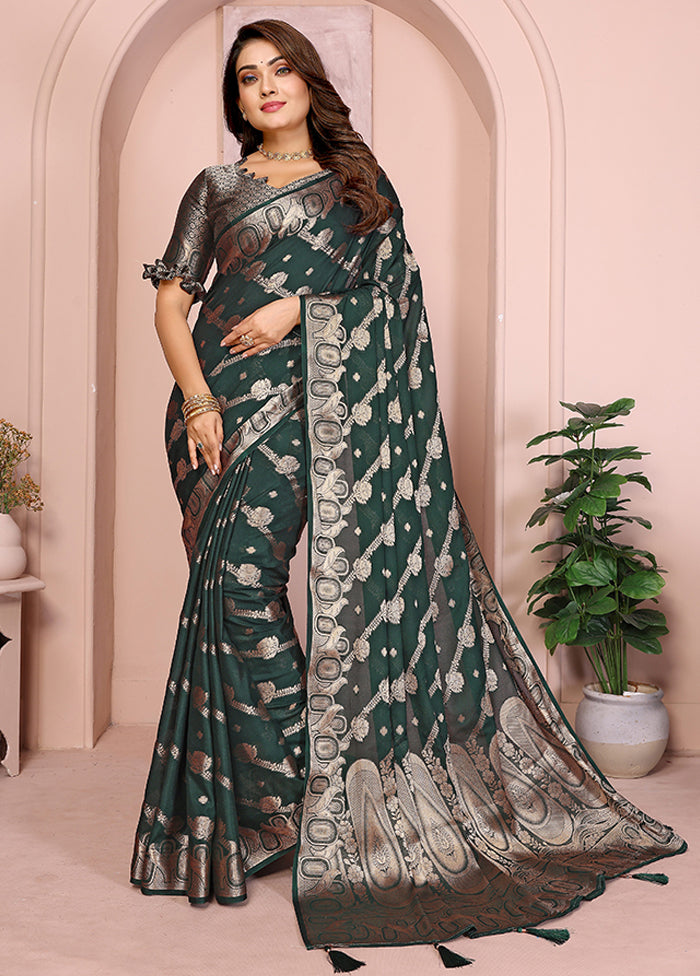 Green Georgette Saree With Blouse Piece