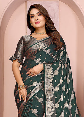 Green Georgette Saree With Blouse Piece