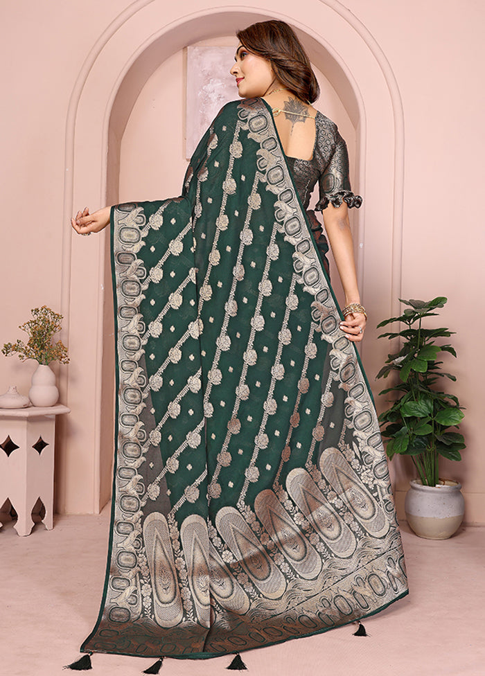 Green Georgette Saree With Blouse Piece