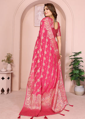 Pink Georgette Saree With Blouse Piece