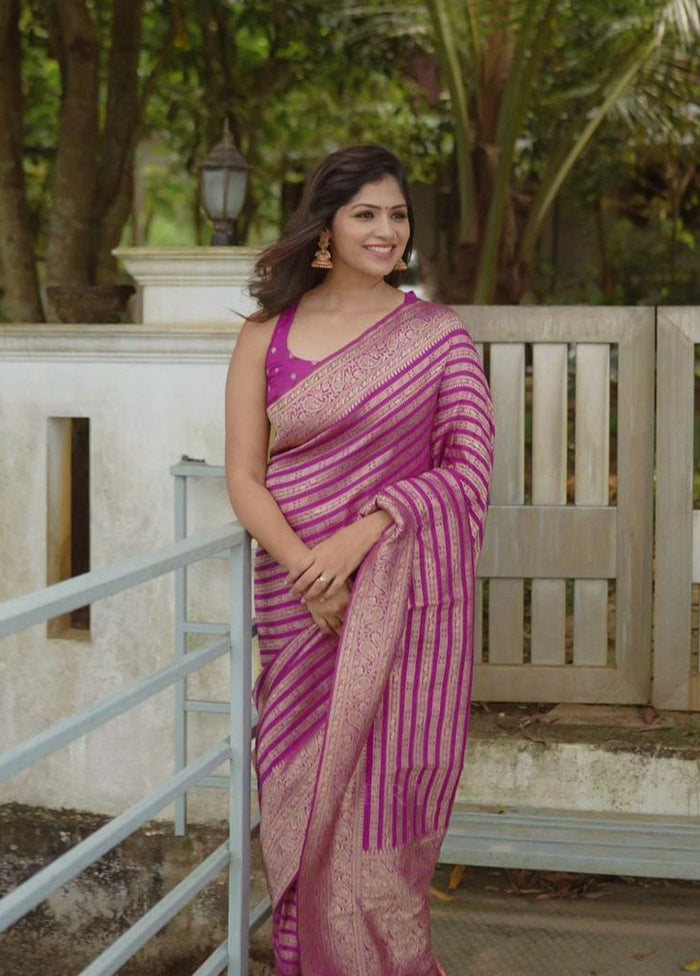 Rani Spun Silk Saree With Blouse Piece