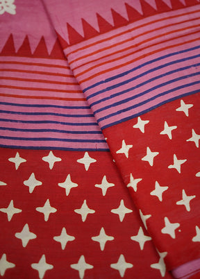 Pink Printed Pure Silk Saree With Blouse Piece - Indian Silk House Agencies