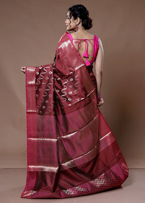 Maroon Uppada Silk Saree With Blouse Piece - Indian Silk House Agencies