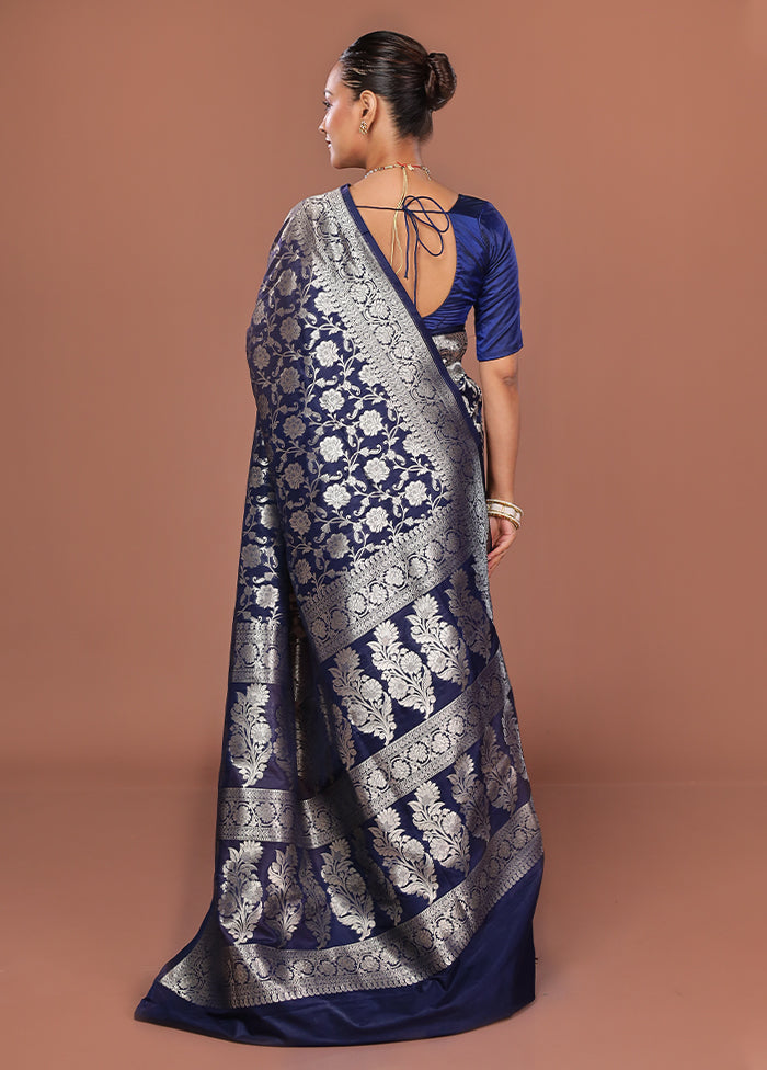 Blue Uppada Silk Saree With Blouse Piece
