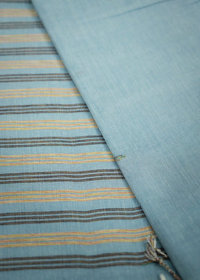 Blue Khadi Cotton Saree With Blouse Piece - Indian Silk House Agencies