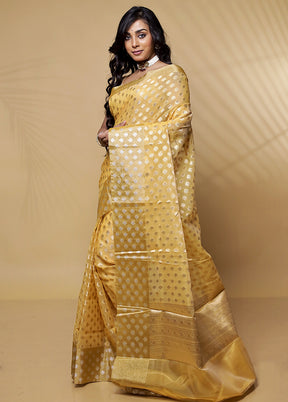 Yellow Organza Saree Without Blouse Piece - Indian Silk House Agencies