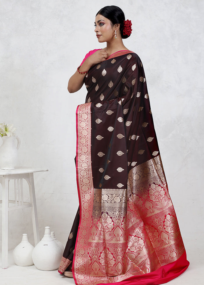Maroon Banarasi Silk Saree Without Blouse Piece - Indian Silk House Agencies