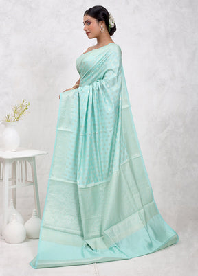 Green Pure Cotton Saree Without Blouse Piece - Indian Silk House Agencies