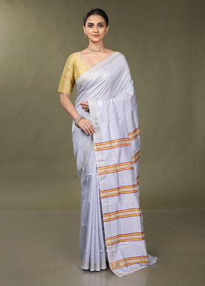 Purple Kalakshetra Silk Saree With Blouse Piece