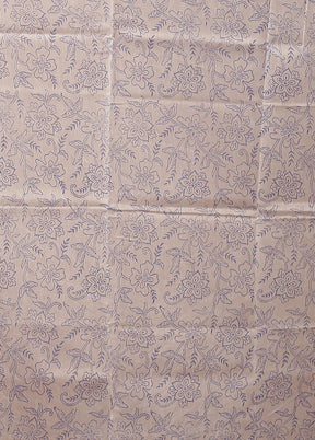 White Chanderi Silk Saree With Blouse Piece