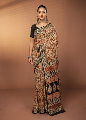 Cream Chanderi Silk Saree With Blouse Piece