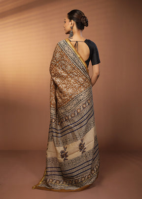 Yellow Chanderi Silk Saree With Blouse Piece