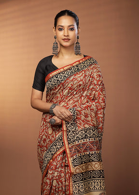 Red Chanderi Silk Saree With Blouse Piece