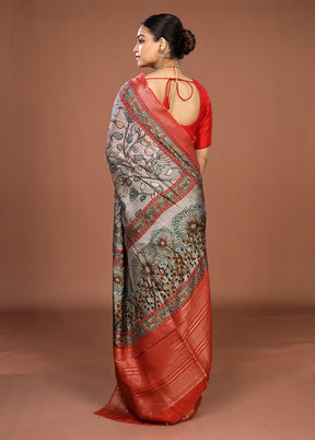 Green Chanderi Silk Saree With Blouse Piece