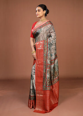 Green Chanderi Silk Saree With Blouse Piece