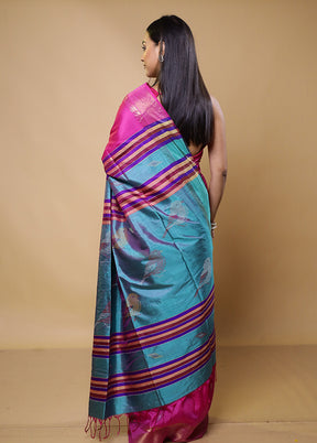 Pink Kalakshetra Silk Saree With Blouse Piece