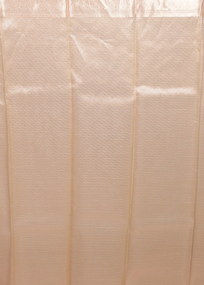 Cream Tissue Silk Saree With Blouse Piece