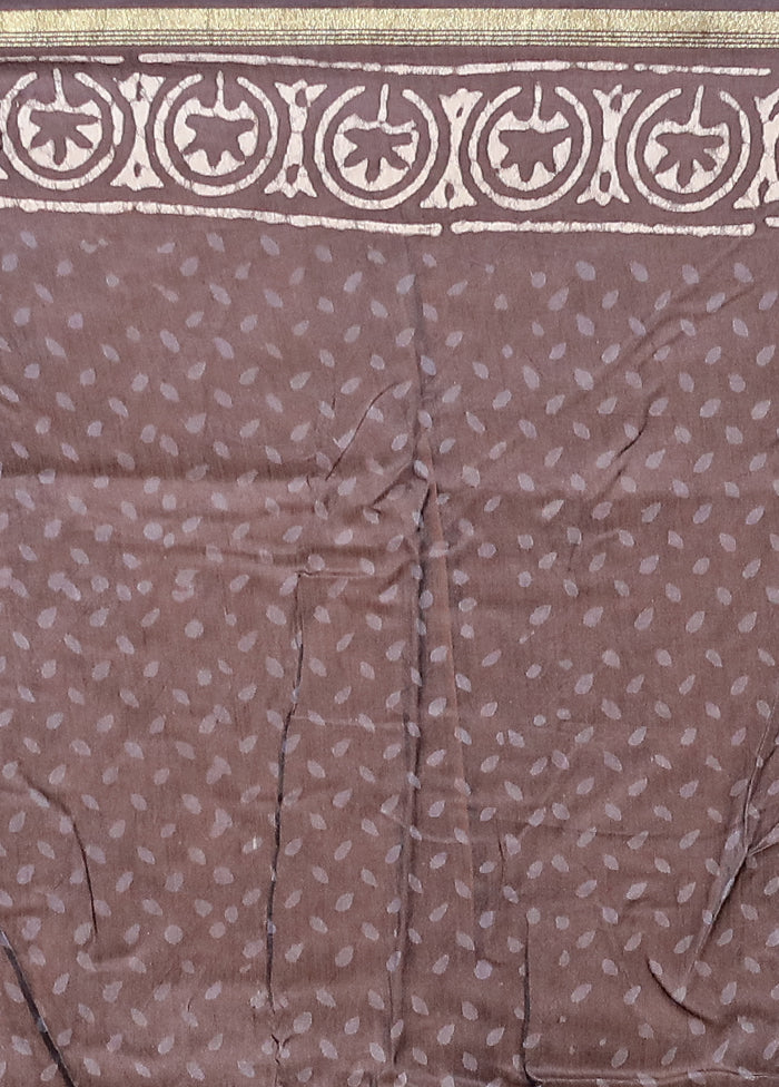 Grey Chanderi Silk Saree With Blouse Piece