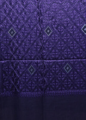 Purple Butta Work With Zari Woven Border Shawl