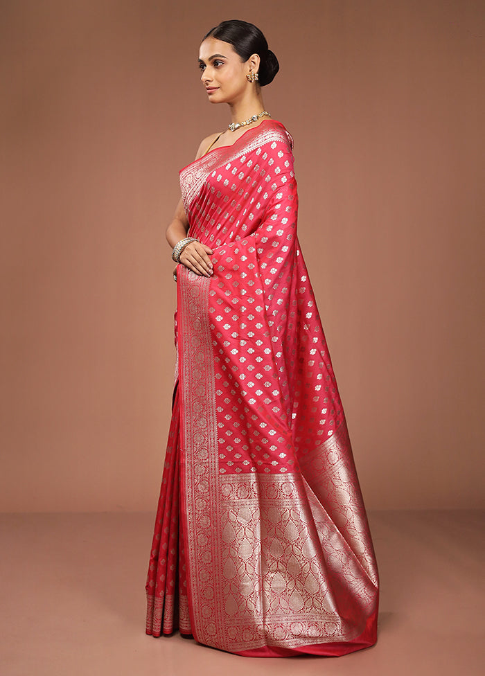 Pink Uppada Silk Saree With Blouse Piece