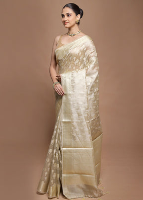 Cream Tissue Silk Saree With Blouse Piece