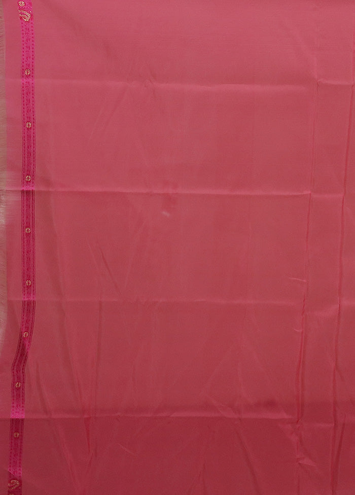 Pink Kora Silk Saree With Blouse Piece