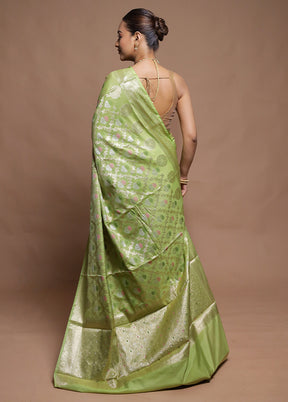 Green Kora Silk Saree With Blouse Piece