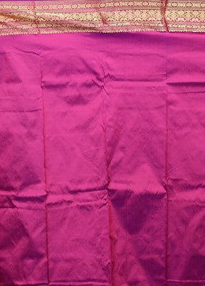 Purple Handloom Kanjivaram Pure Silk Saree With Blouse Piece