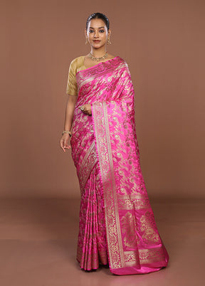 Pink Tanchoi Silk Saree With Blouse Piece