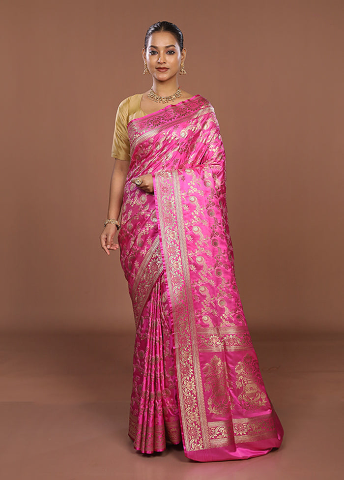 Pink Tanchoi Silk Saree With Blouse Piece