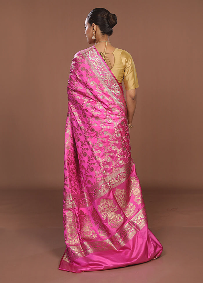 Pink Tanchoi Silk Saree With Blouse Piece