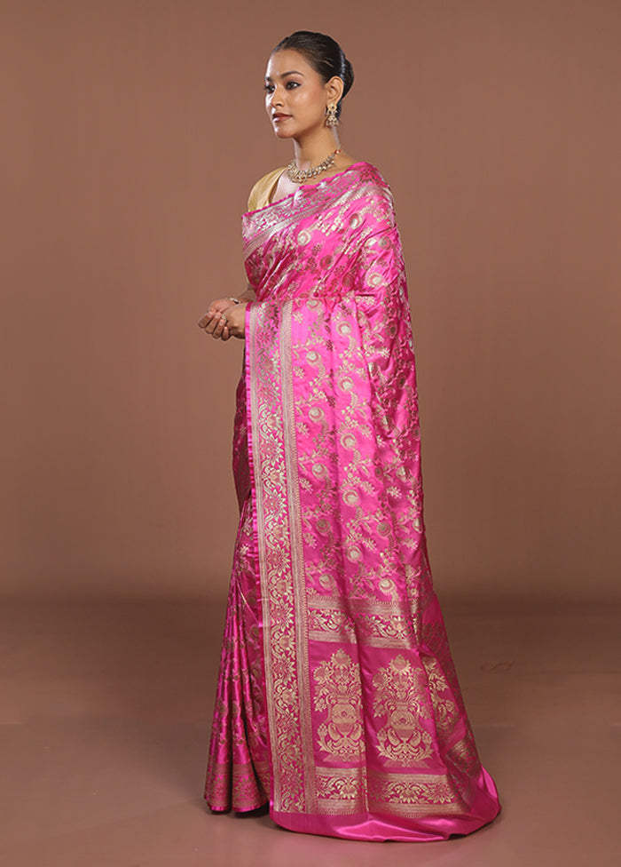 Pink Tanchoi Silk Saree With Blouse Piece