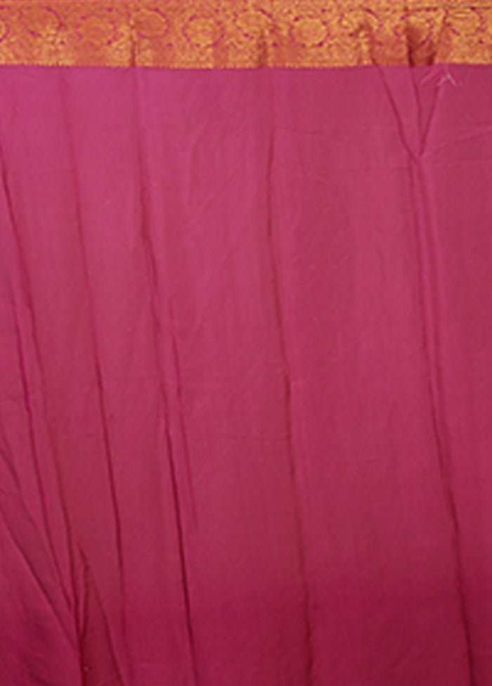 Pink Handloom Pure Georgette Saree With Blouse Piece